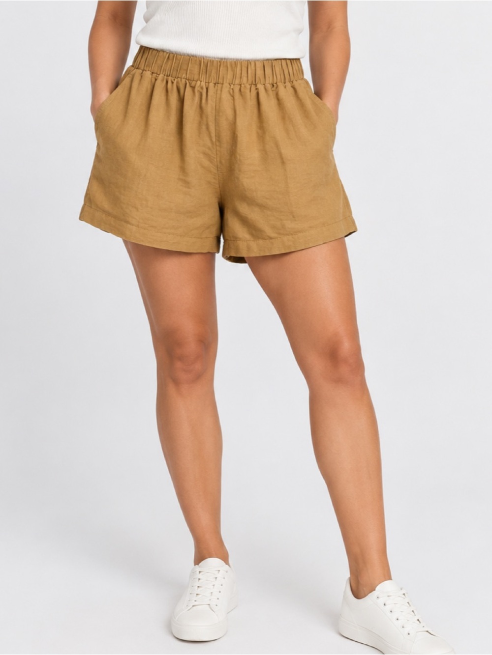 Tuckernuck x Studio McGee Augusta Shorts S Mocha Linen Cotton Pull On Coastal